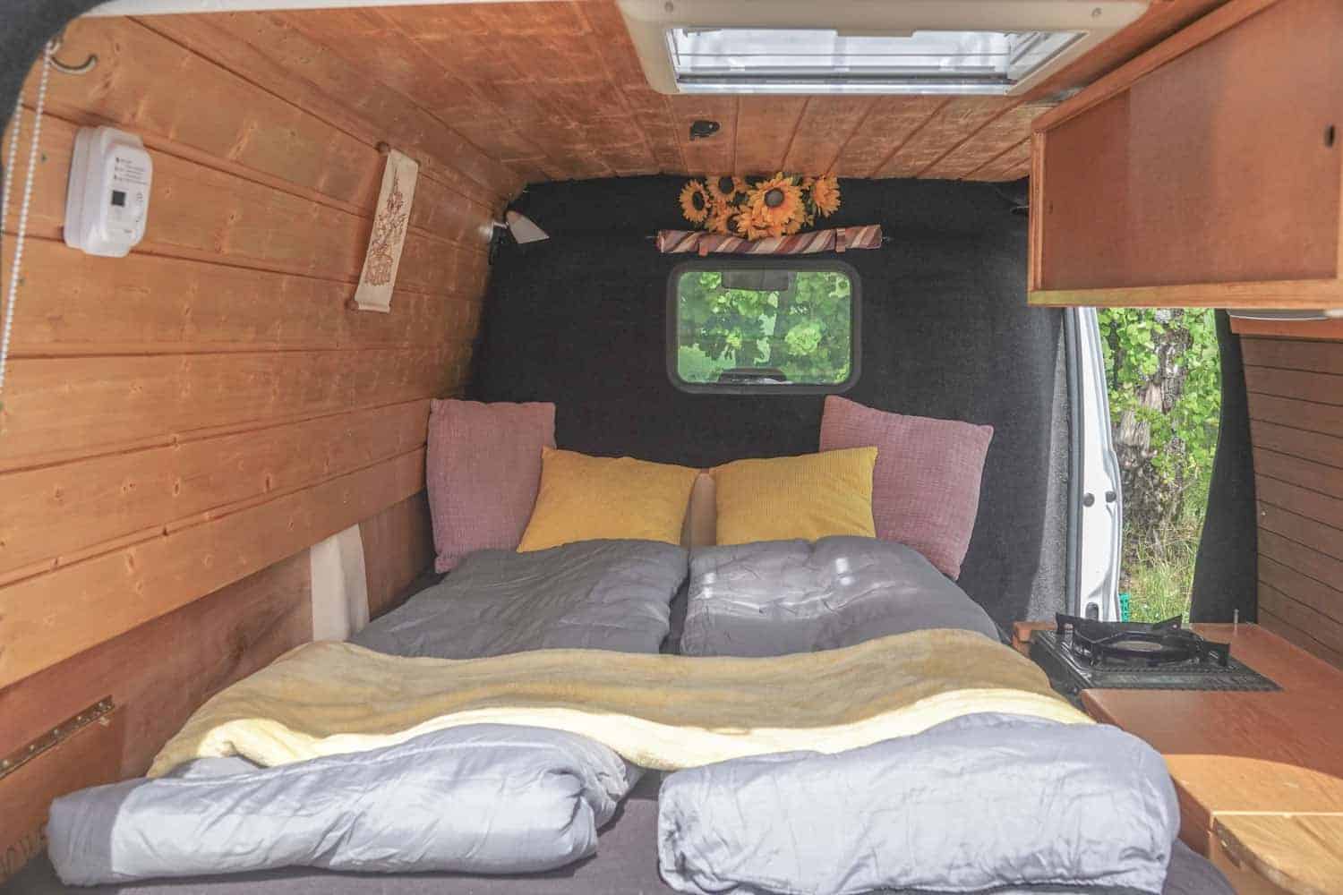 bed in a campervan