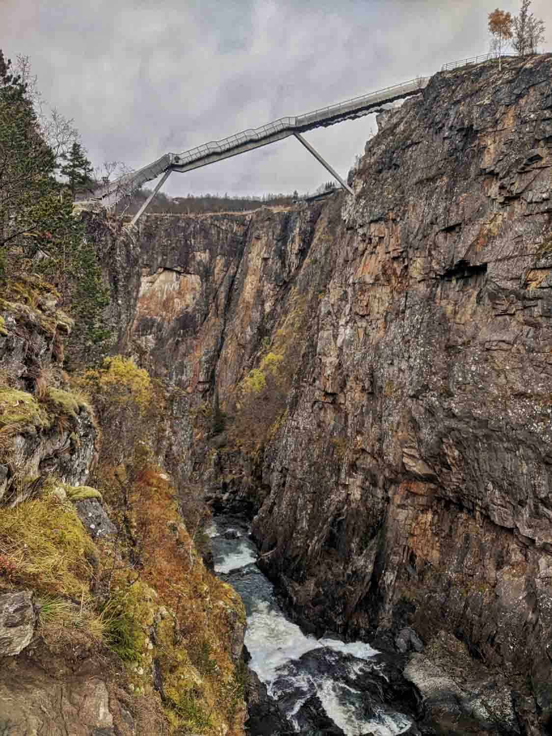 bridge over the valley in Hardanger scenic route in Norway