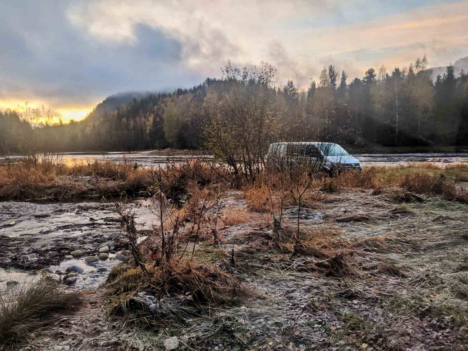 campervan camping in a pure nature