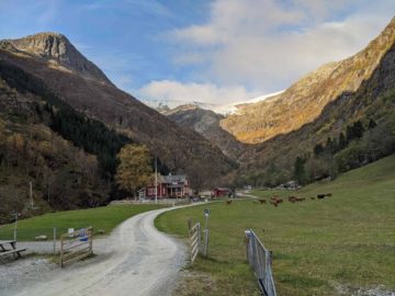 farm under Bruer glacier in norway