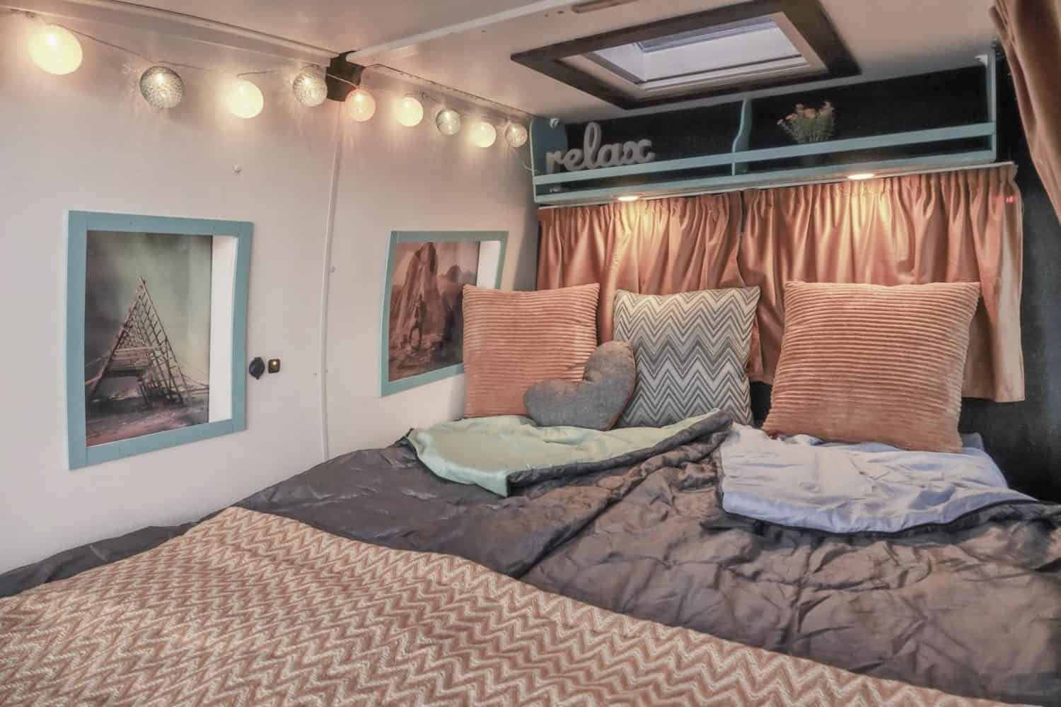 compact campervan bedroom