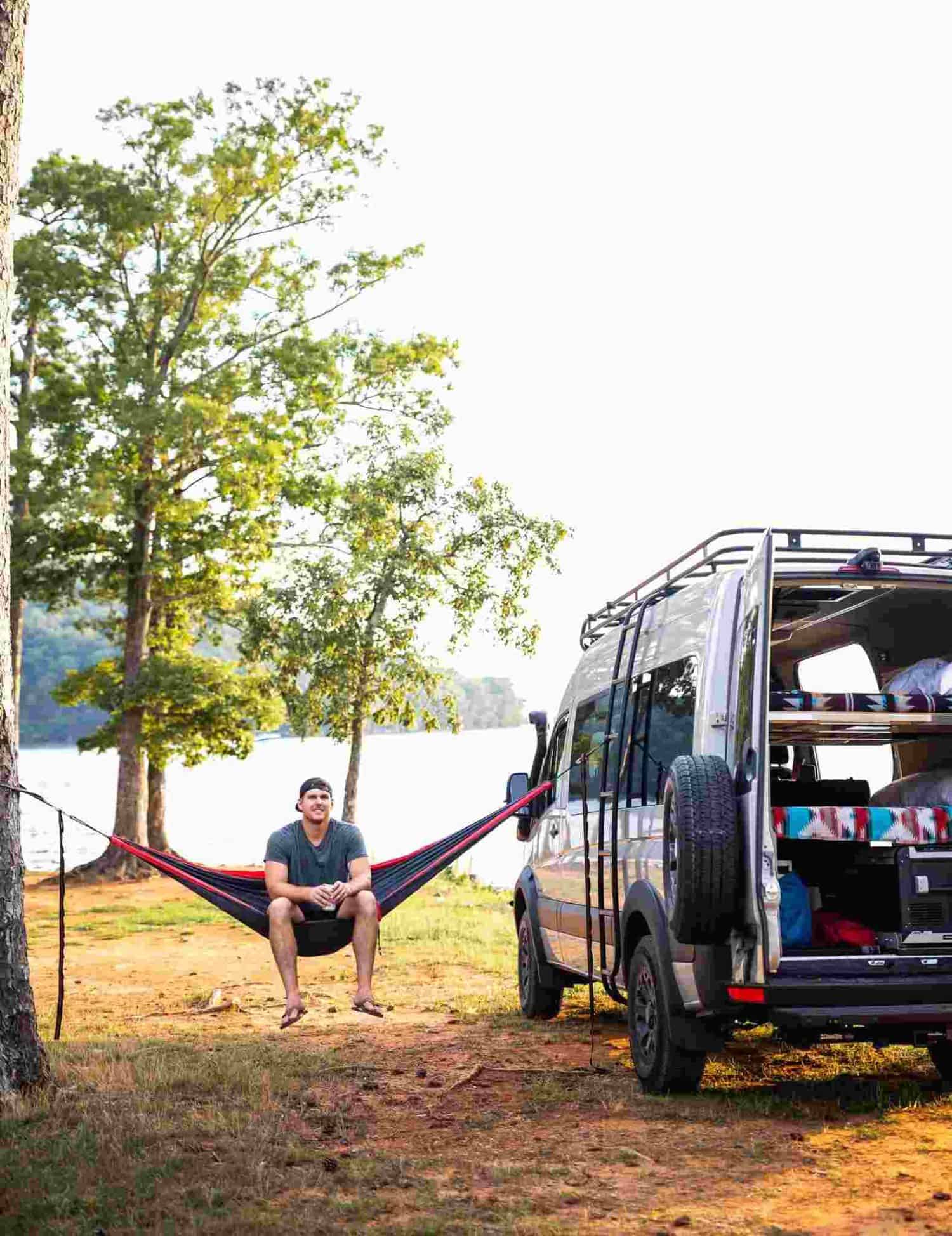 hammock by campervan